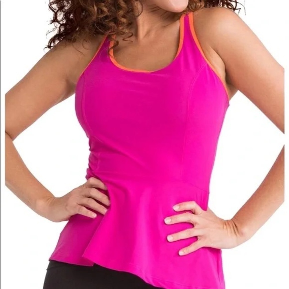 Spanx Magenta and Orange Peplum Style Workout Tank Medium